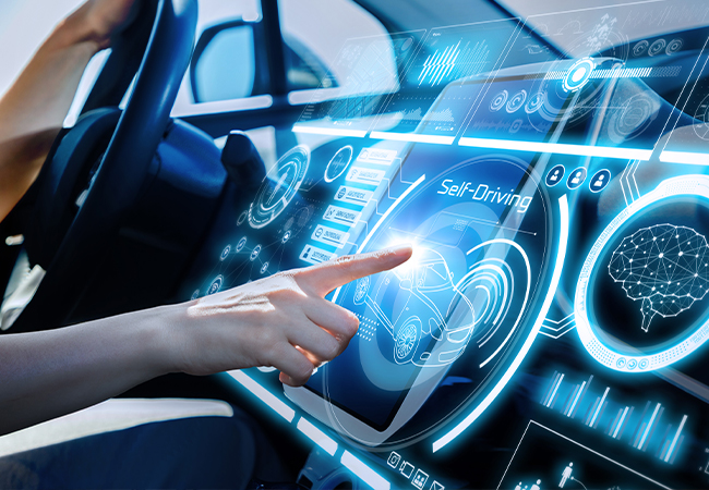 Futuristic instrument panel of vehicle