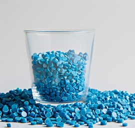 blue plastic polymer granules